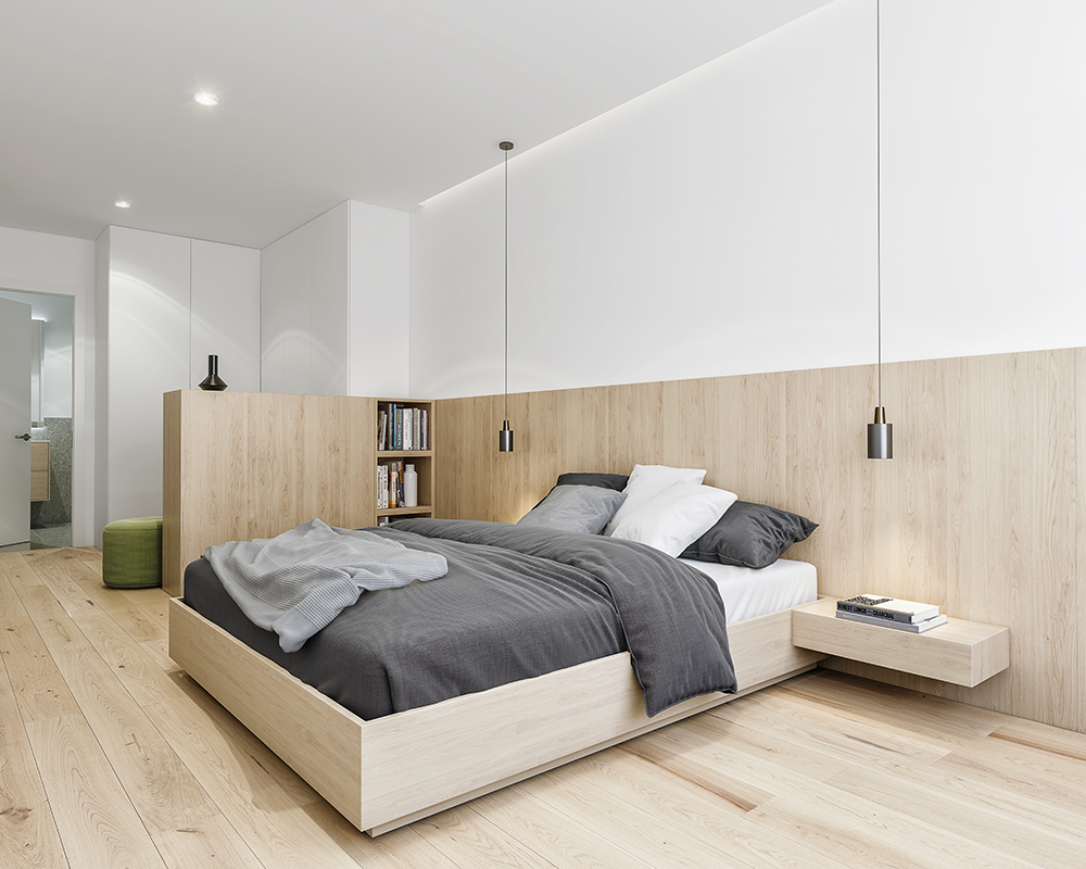 Imagen dormitorio principal de piso con garaje - Obra nueva y rehabilitación en centro A Coruña